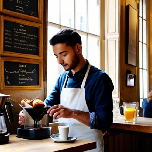 Home 23 에콰도르 커피 맛집 - **
A cozy Parisian coffee shop in Le Marais, sunlight streaming through the window, showcasing a ba...