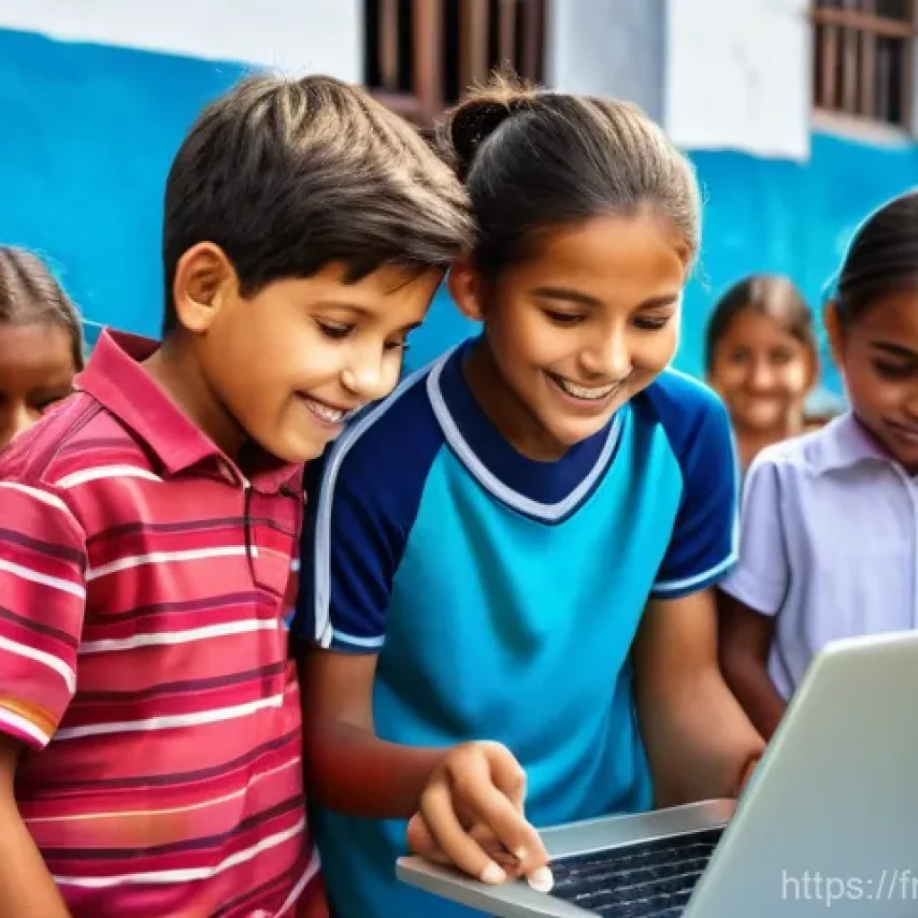 에콰도르에서 소셜 미디어 인기 콘텐츠 - **Prompt 1: "Ecuadorian Digital Inclusion in a Vibrant Community"**
A wide shot of a bustling, c...